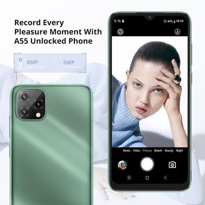 Android Phone A55,4G Dual Sim Unlocked Cell Phones,6.5" HD+ 3GB+16GB ROM/TF 128GB Android 11 Unlocked Smartphones,Face ID,3 Card Slots,4780Mah Battery Smart Phone