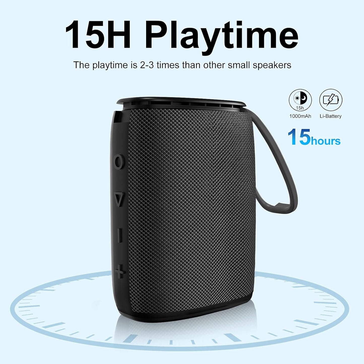 H3 Portable Wireless Speaker - Bluetooth 5.0 with Rich Bass HD Stereo Sound, IPX7 Waterproof, 15H Playtime, USB-C Charge, Shower Speaker, TWS Pairing for Home, Outdoors, Travel